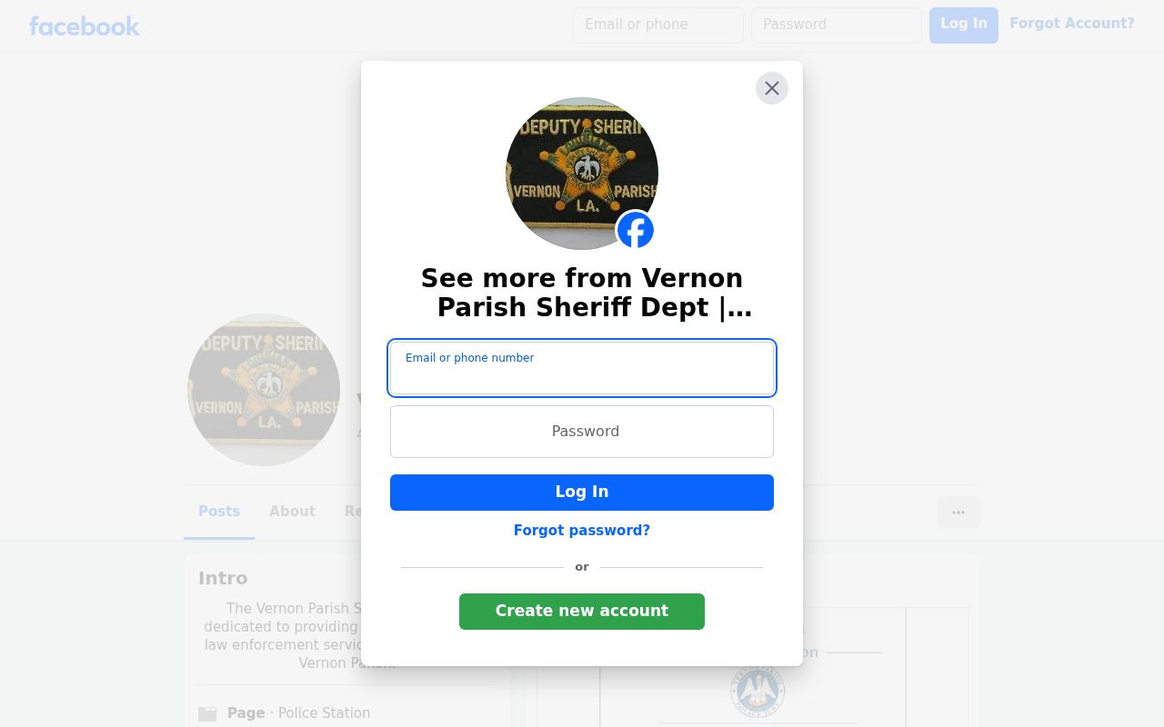Vernon Parish Sheriff official page identity, not a published active warrant records list