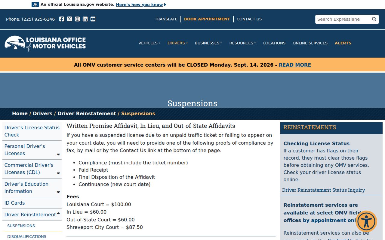 Vernon Parish traffic failure to appear compliance documents for a court warrant records file