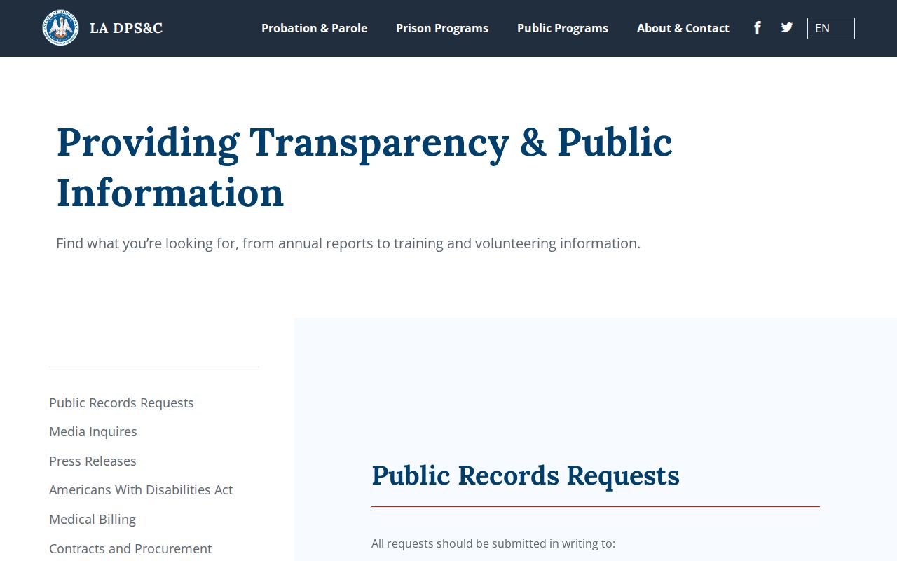 Vernon Parish state public information request route for warrant records questions
