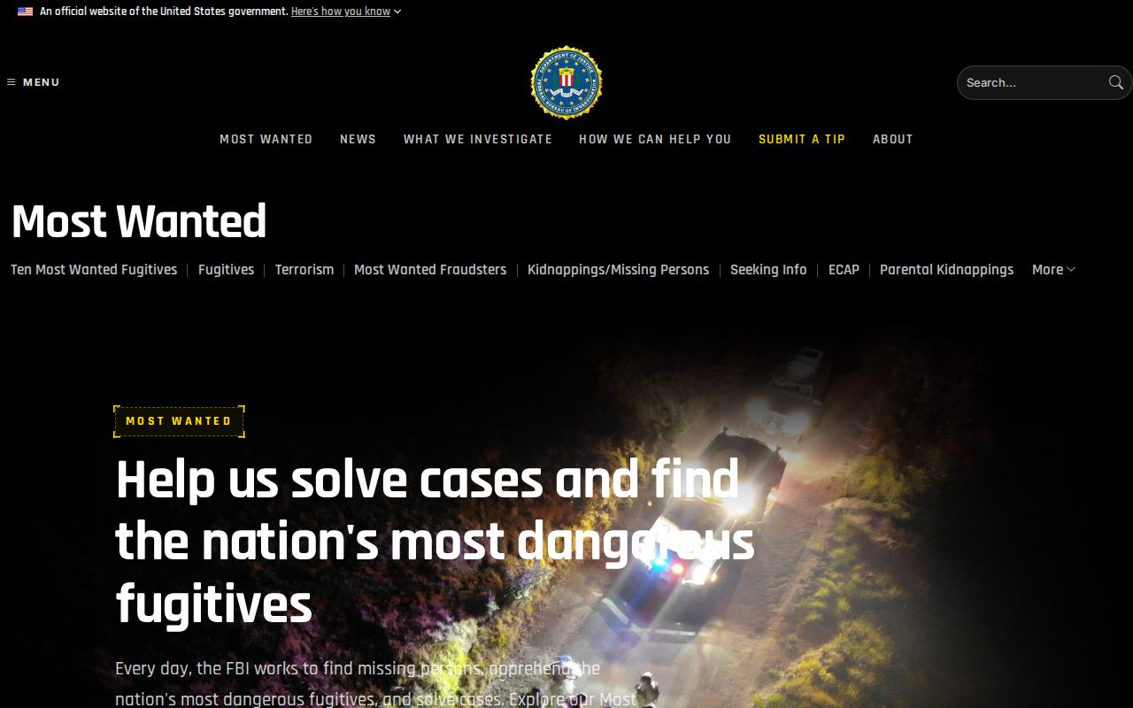 Vernon Parish federal wanted program interface that is not a local warrant records search